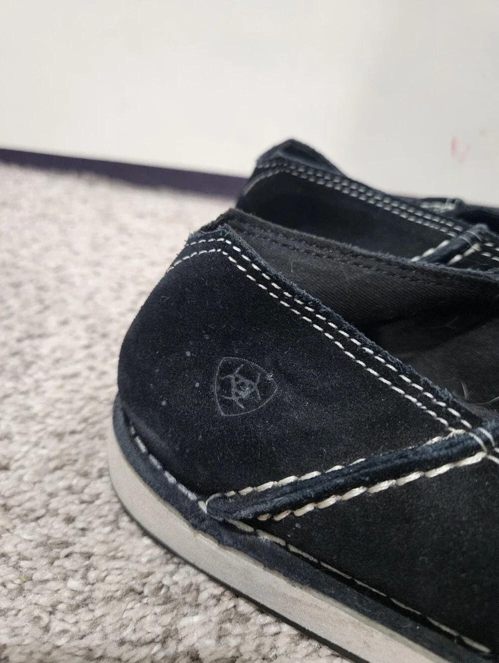 Ariat Black Slip-On Casual Loafers with White Stitching